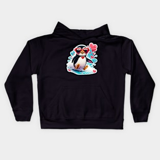 Cool Penguin in Love Kids Hoodie